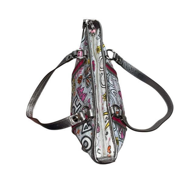 Coach Vintage Poppy Metallic Bandana Graffiti Butterfly Shoulder Bag Tote Purse - Picture 8 of 16